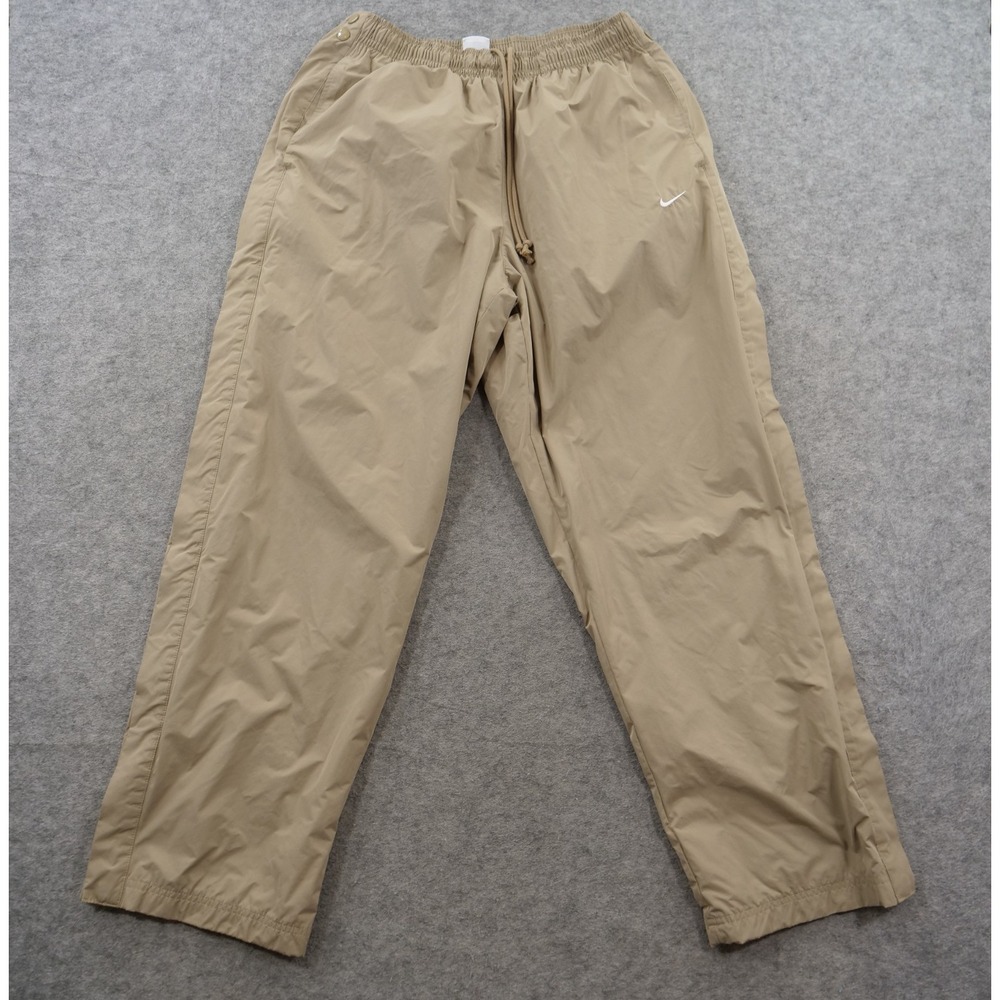 Nike Pants Mens Large Beige Khaki Snap Tear Away Woven Lined Track Activewear
